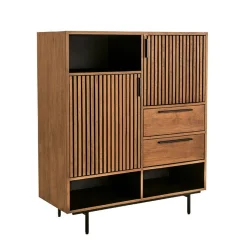 Buffet haut design teck recyclé intérieur noir FANO