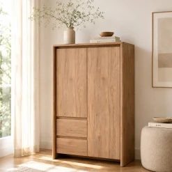 Buffet haut effet bois 2 portes 2 tiroirs ALVA