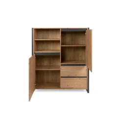 Buffet haut effet chêne 2 portes 2 tiroirs ALVA