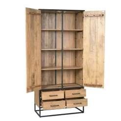 Buffet haut en bois clair 2 portes 4 tiroirs RIVANO