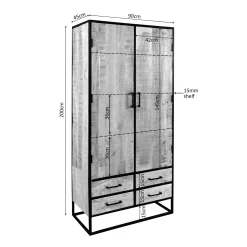 Buffet haut en bois clair 2 portes 4 tiroirs RIVANO
