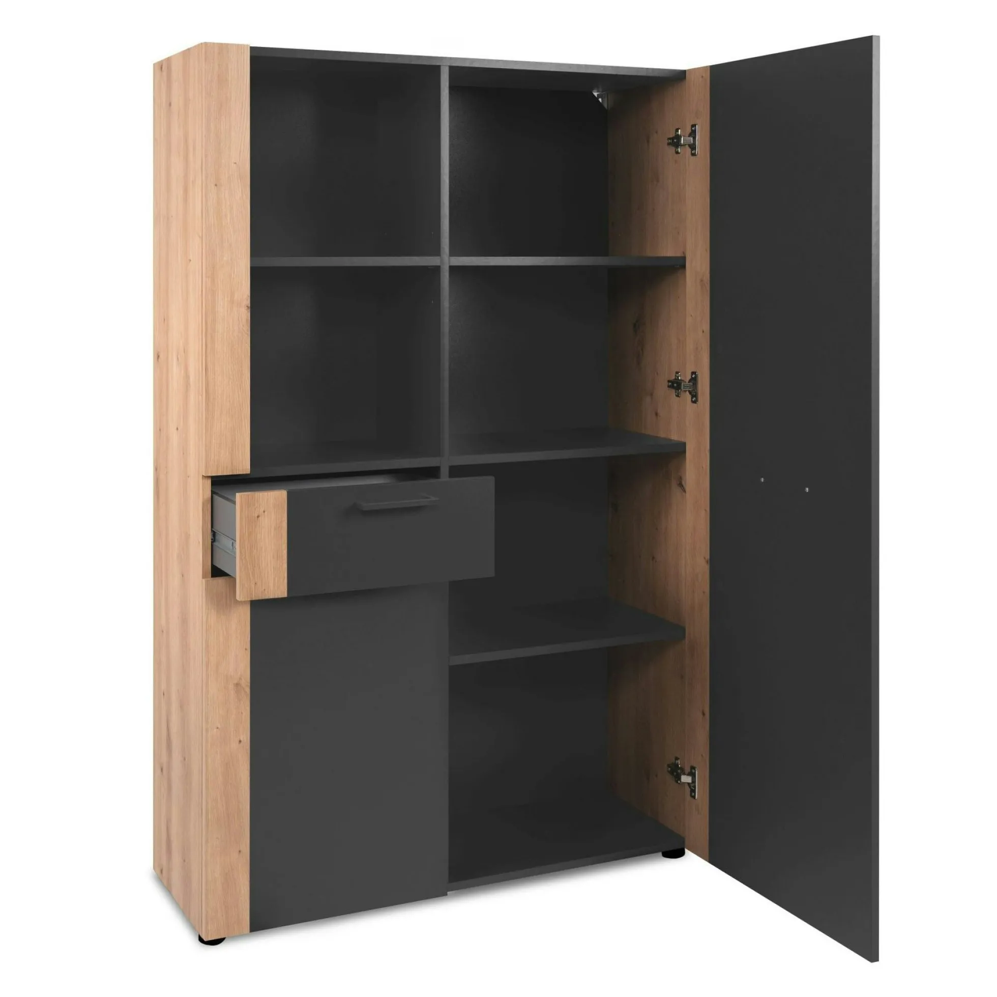 Buffet haut gris foncé 2 portes 1 tiroir ALVA