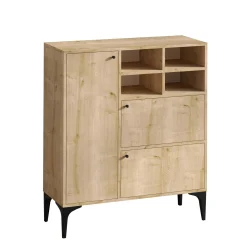 Buffet haut moderne effet chêne - 4 niches JENA