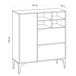 Buffet haut moderne effet chêne - 4 niches JENA