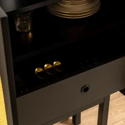Buffet haut noir 2 portes à cannage organique VAREN