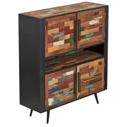 Buffet haut 4 portes bois recyclé DRAKKAR