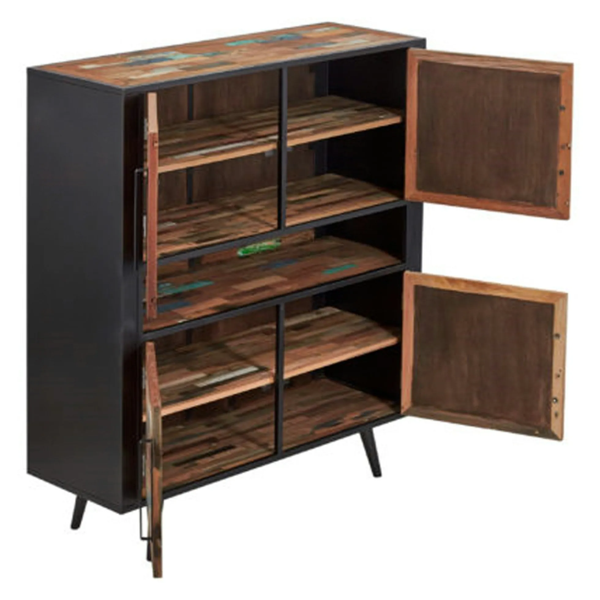 Buffet haut 4 portes bois recyclé DRAKKAR