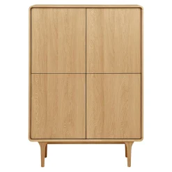 Buffet haut 4 portes en placage chêne clair TARAZ