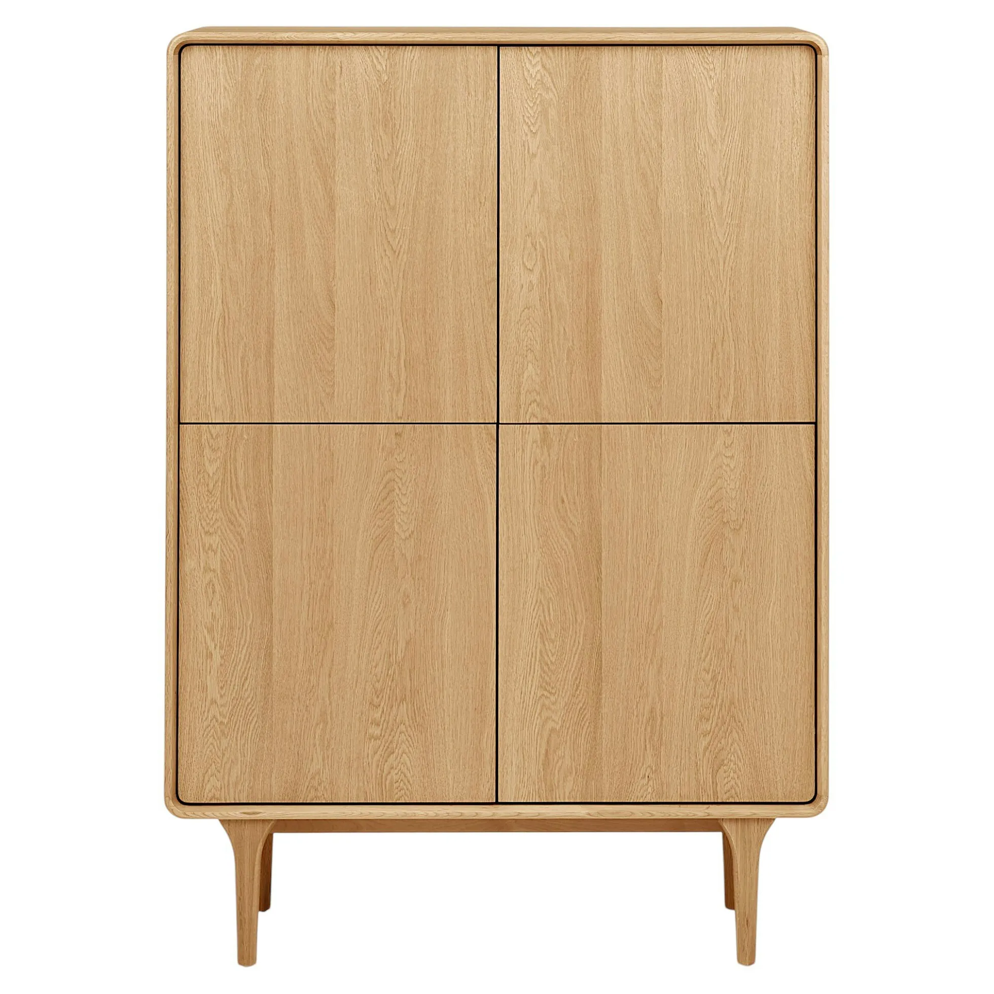 Buffet haut 4 portes en placage chêne clair TARAZ