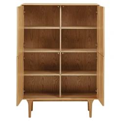 Buffet haut 4 portes en placage chêne clair TARAZ
