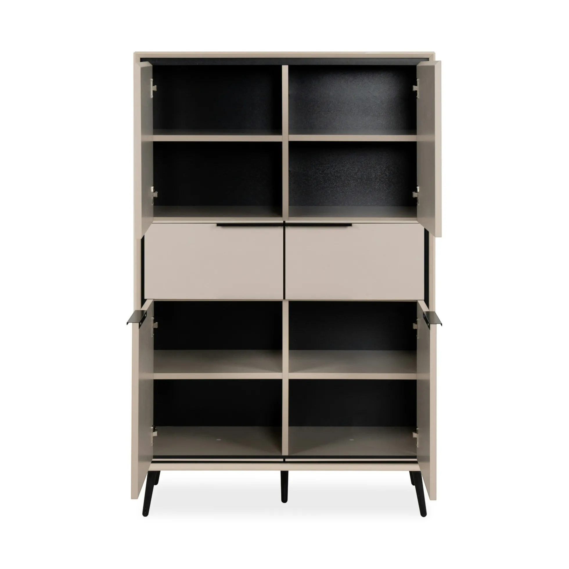 Buffet haut taupe 4 portes 2 tiroirs AVIO