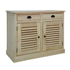 Buffet Hévéa 2 portes persiennes, 2 tiroirs, 100x45x80cm MAORI
