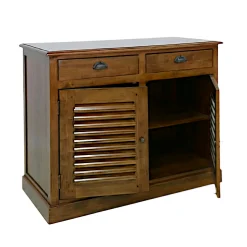 Buffet Hévéa 2 portes persiennes, 2 tiroirs, 100x45x80cm MAORI