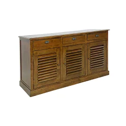 Buffet Hévéa 3 portes persiennes, 3 tiroirs, 150x45x80cm MAORI