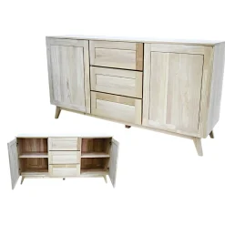 Buffet Hévéa 2 portes, 3 tiroirs 160x45x85cm SIXTIES