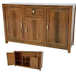 Buffet Hévéa 3 portes, 1 tiroir, 140x45x85cm GALA