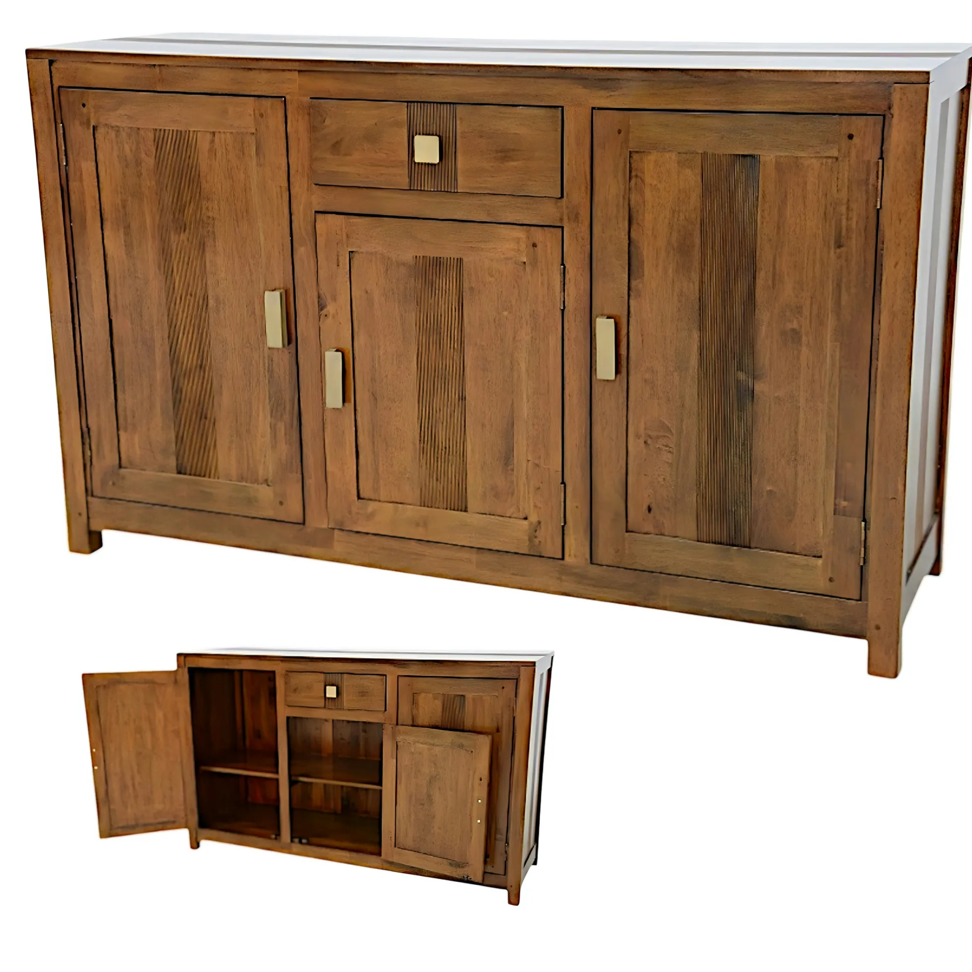 Buffet Hévéa 3 portes, 1 tiroir, 140x45x85cm GALA