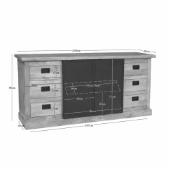 Buffet industriel moderne à portes coulissantes 200 cm CEYLAN