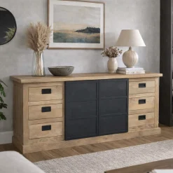 Buffet industriel moderne à portes coulissantes 200 cm CEYLAN