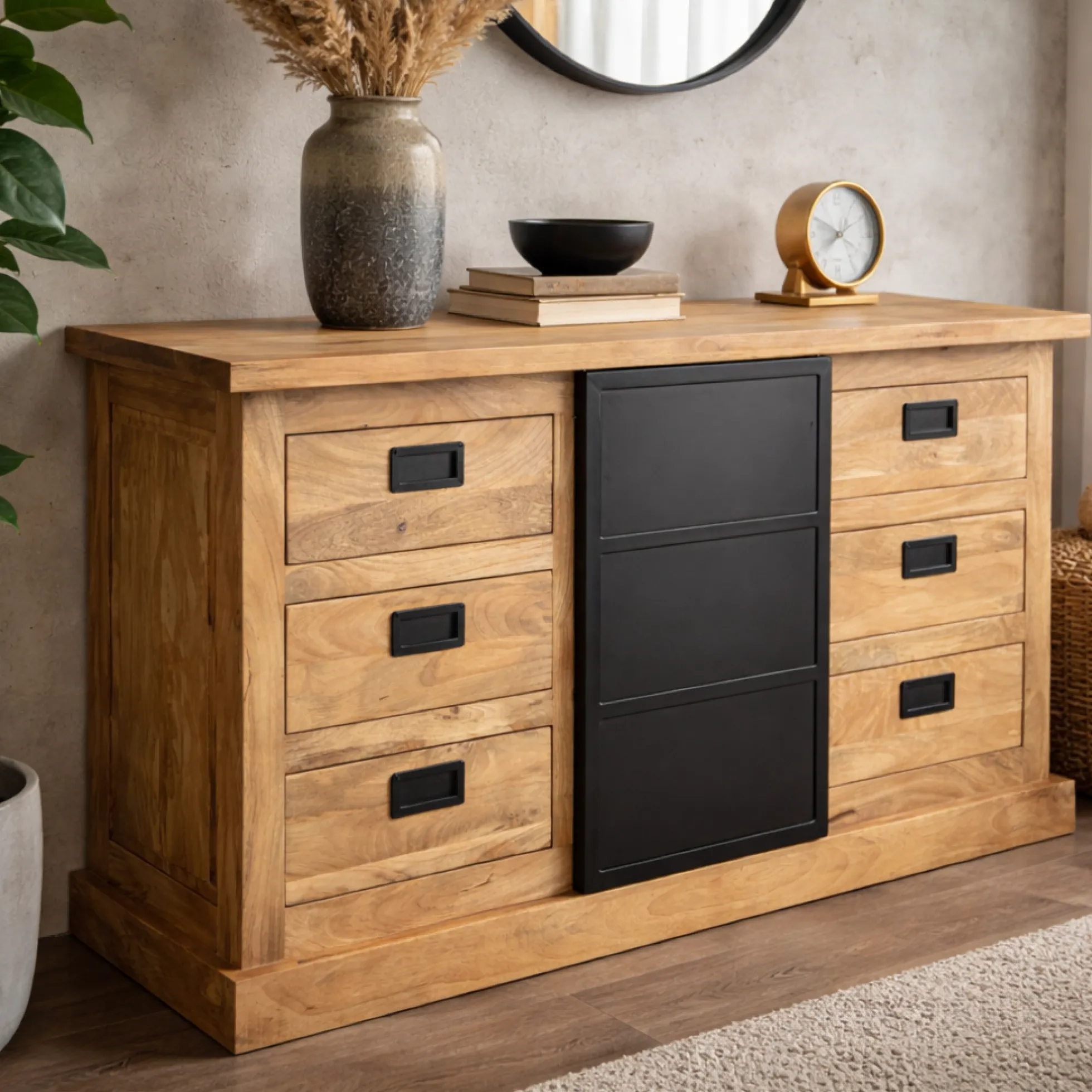 Buffet industriel moderne à porte coulissante 160 cm CEYLAN