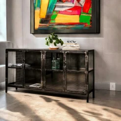 Buffet industriel métal verre ROADIES