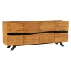 Buffet moderne bois recyclé teck laque noire 200 cm BARBADE