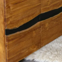 Buffet moderne bois recyclé teck laque noire 200 cm BARBADE