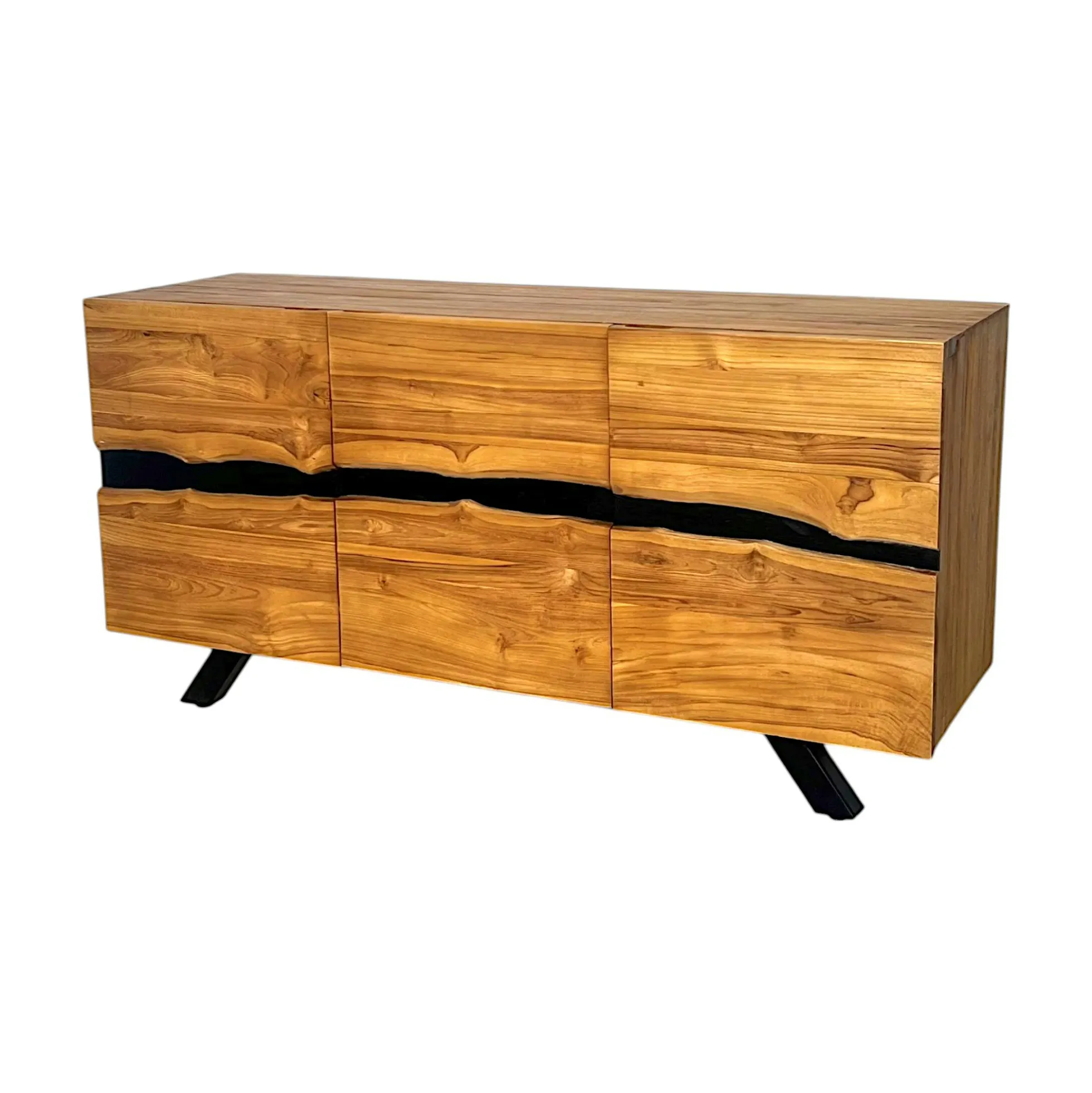Buffet moderne bois recyclé teck laque noire BARBADE