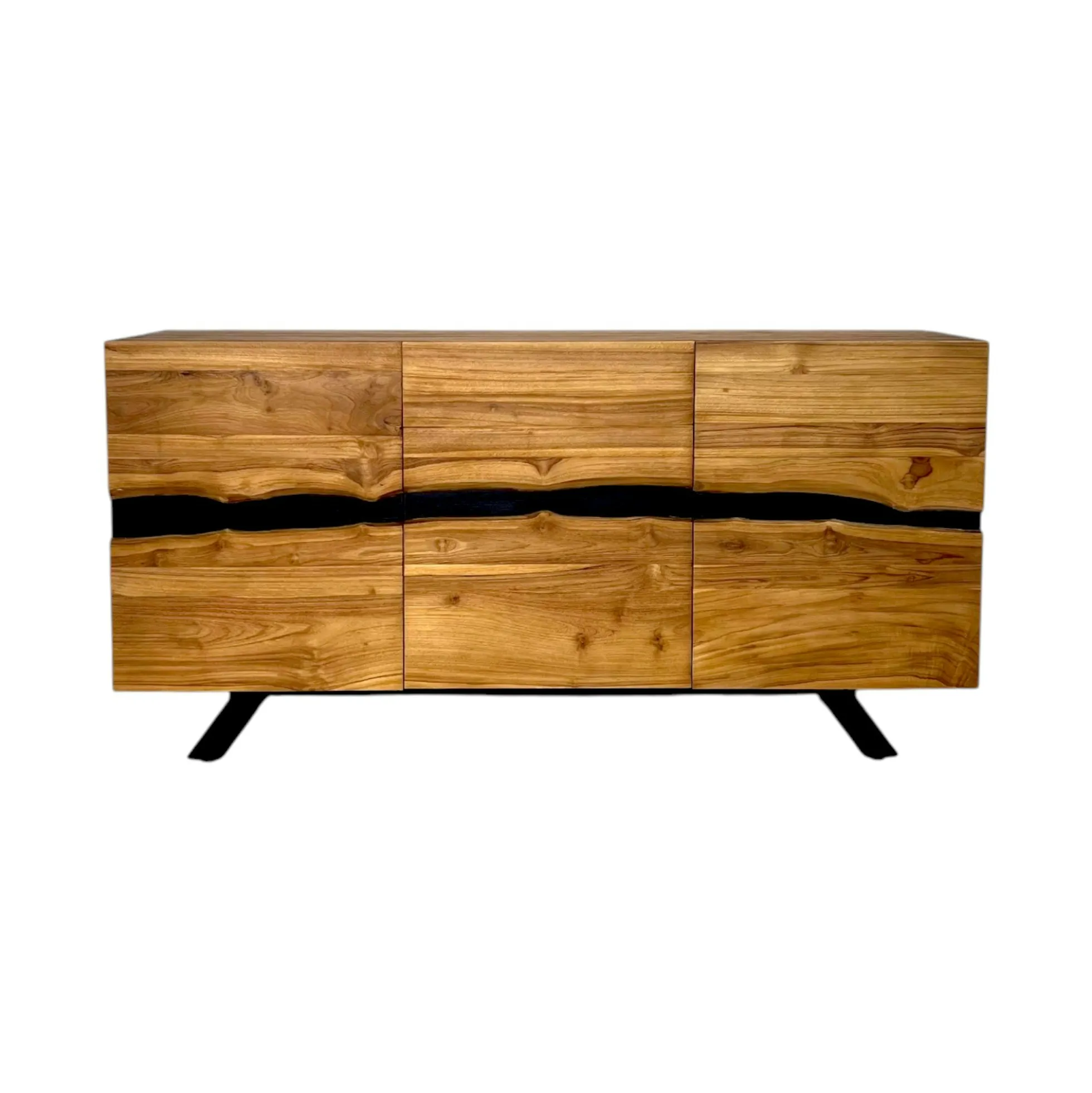 Buffet moderne bois recyclé teck laque noire BARBADE