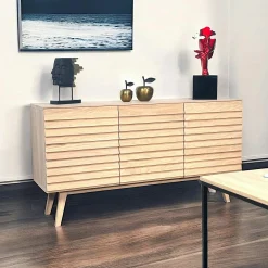Buffet moderne en bois de chêne blanc (3 portes) COLOGNE