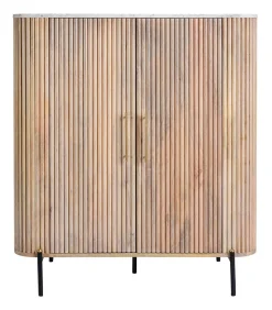 Buffet moderne haut en marbre et bois MASSA