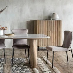 Buffet moderne haut en marbre et bois MASSA