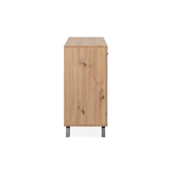 Buffet moderne 1 porte noire rainurée 4 tiroirs ALVA