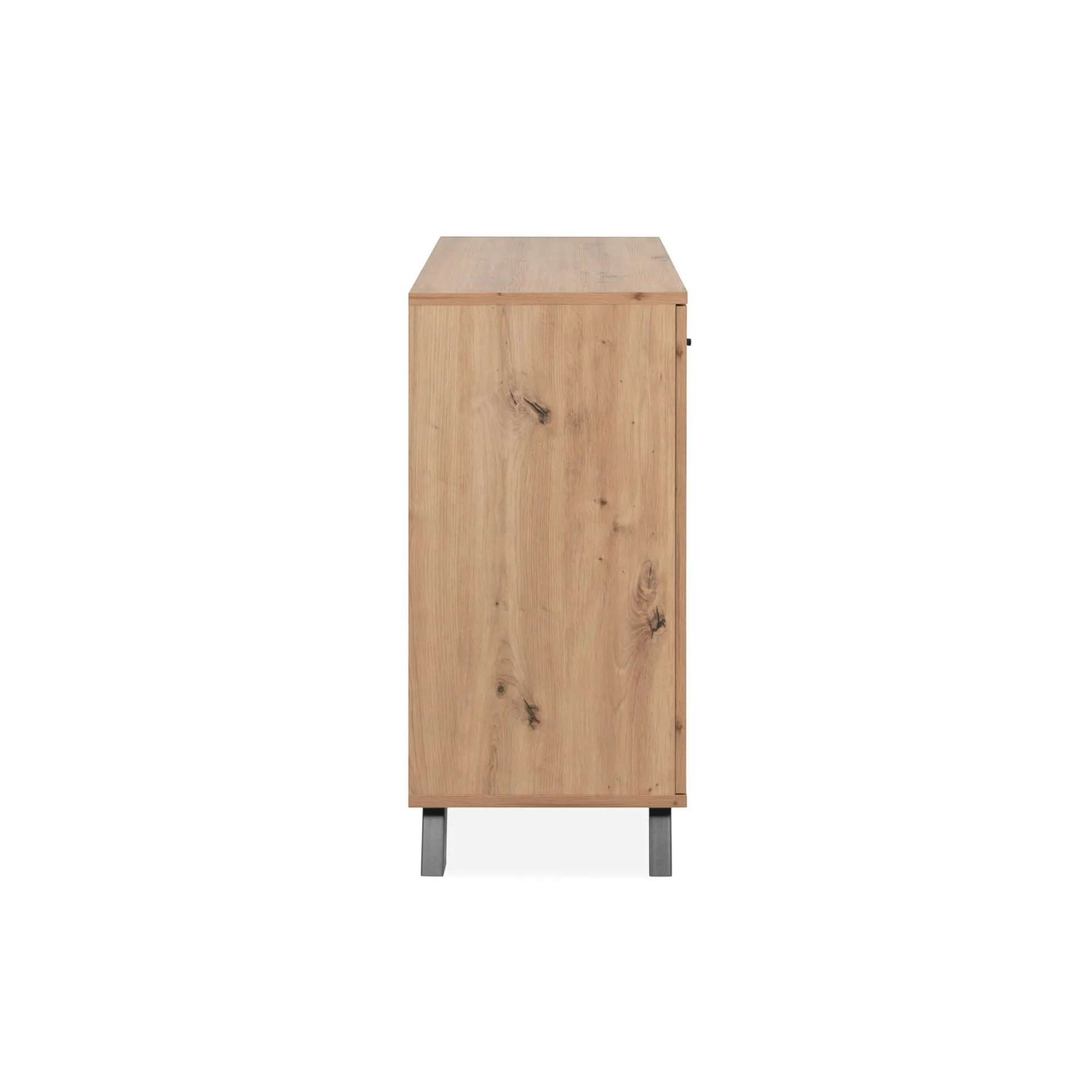 Buffet moderne 1 porte noire rainurée 4 tiroirs ALVA