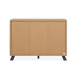 Buffet moderne 1 porte noire rainurée 4 tiroirs ALVA