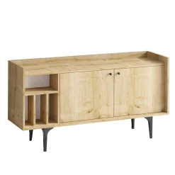 Buffet moderne 2 portes avec niches rangement - effet chêne JENA
