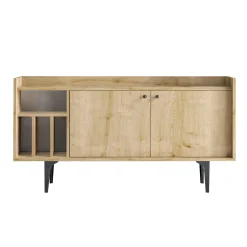 Buffet moderne 2 portes avec niches rangement - effet chêne JENA