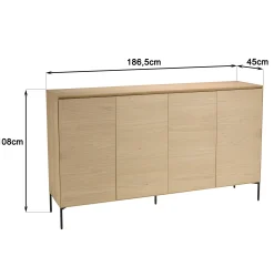 Buffet moderne 4 portes bois couleur naturelle MAYENCE