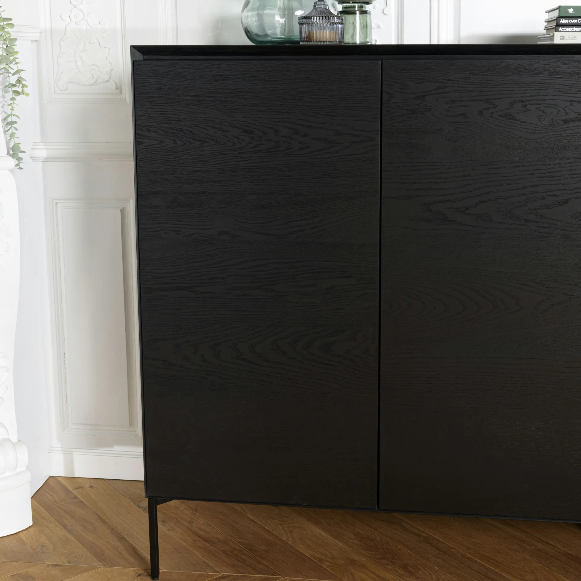 Buffet moderne 4 portes bois couleur noire MAYENCE