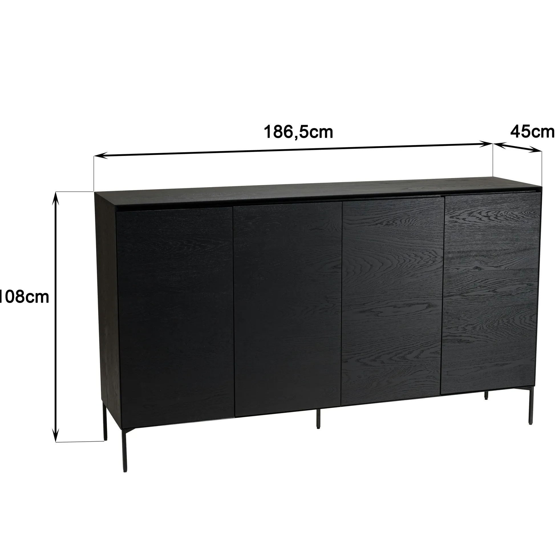Buffet moderne 4 portes bois couleur noire MAYENCE
