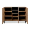 Buffet moderne 3 portes décor bois et noir ALVA