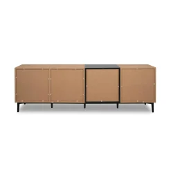Buffet moderne 4 portes décor bois et noir ALVA