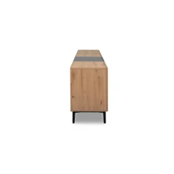 Buffet moderne 4 portes décor bois et noir ALVA