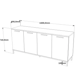 Buffet moderne 4 portes effet bois et anthracite JENA