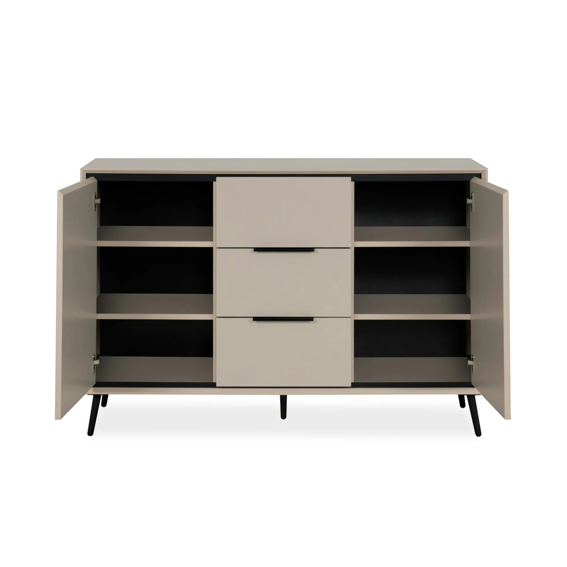 Buffet moderne taupe 2 portes 3 tiroirs AVIO