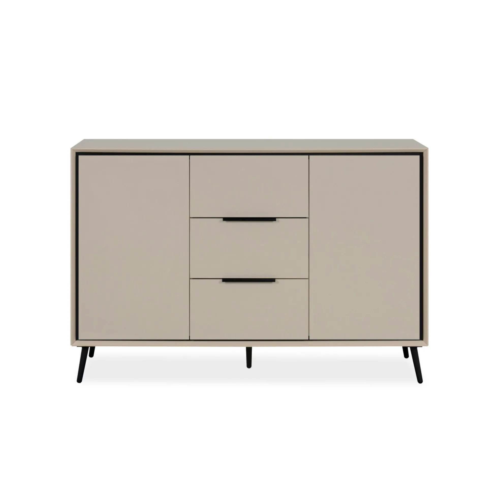 Buffet moderne taupe 2 portes 3 tiroirs AVIO