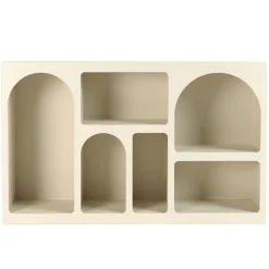 Buffet 6 niches 120x30cm en bois peint couleur beige NELIA