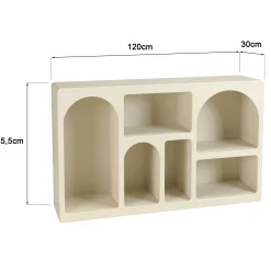Buffet 6 niches 120x30cm en bois peint couleur beige NELIA