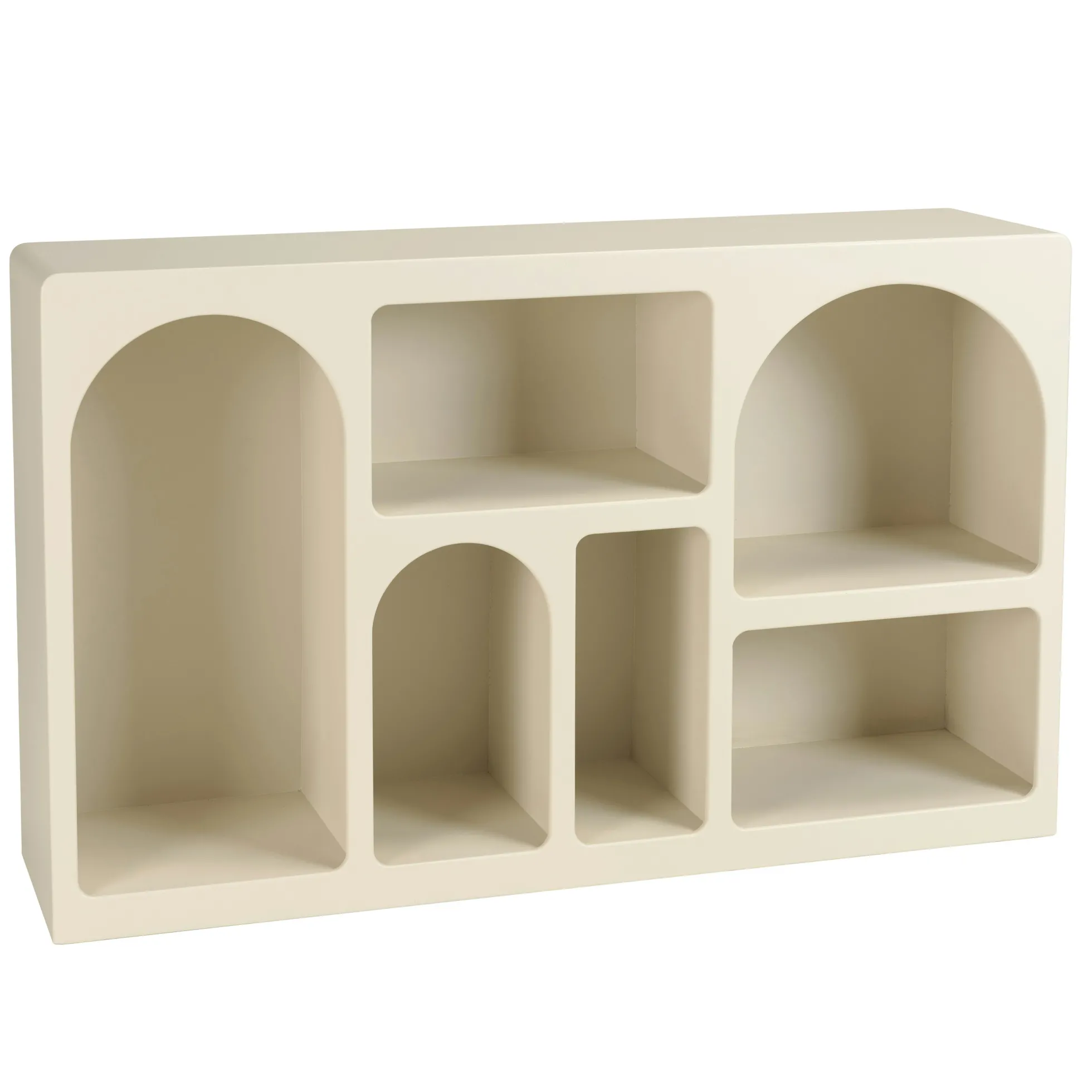 Buffet 6 niches 120x30cm en bois peint couleur beige NELIA