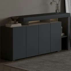 Buffet 4 portes anthracite à cadre ouvert AURA